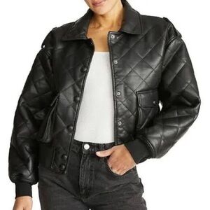Rebecca Minkoff Diamond Quilted Vegan Leather Jacket